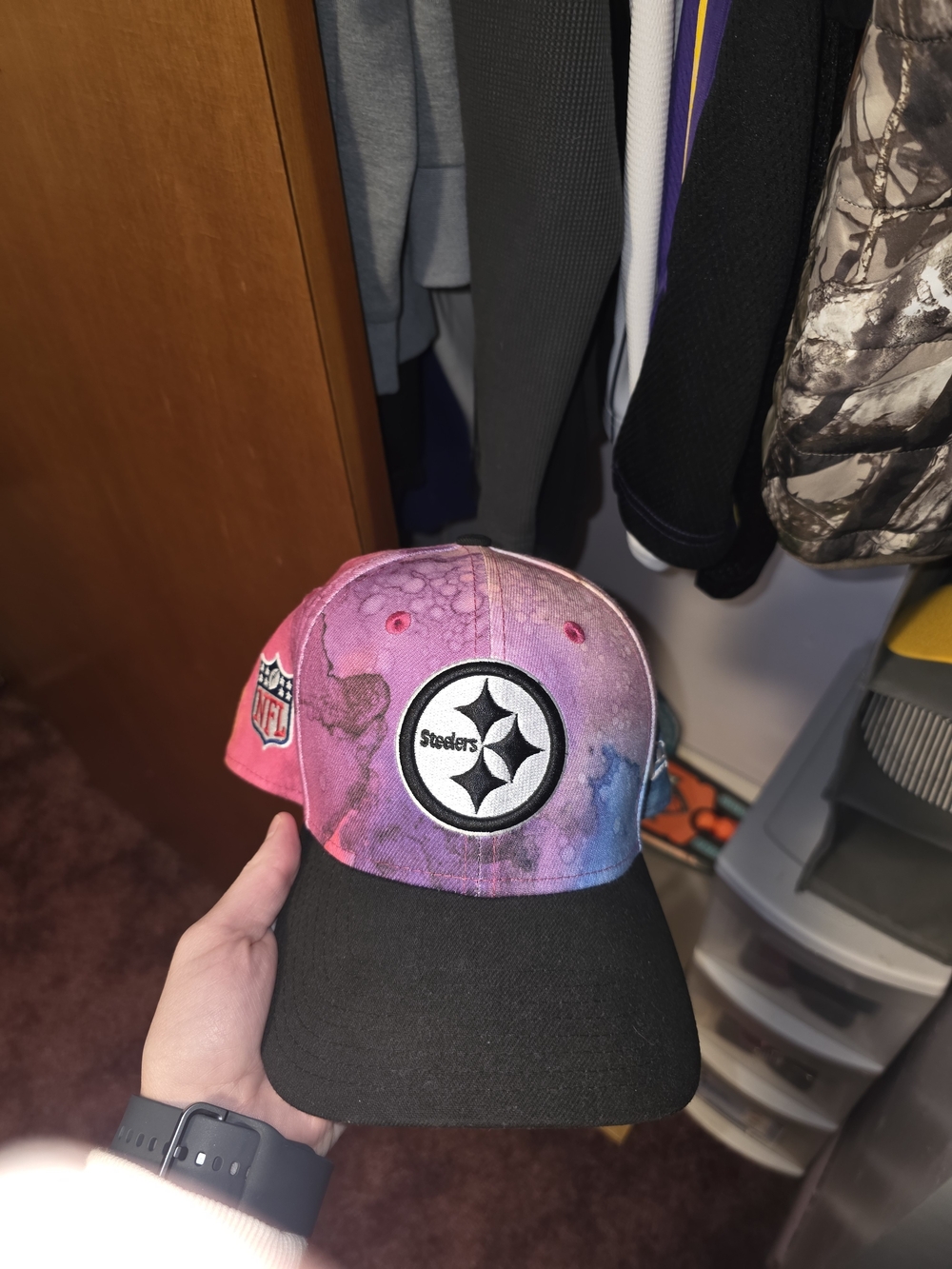 Pittsburgh Steelers Tie-Dye Logo Baseball Cap - Pink / Purple / Blue